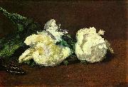 Edouard Manet Stilleben, Weibe Pfingstrosen oil painting on canvas